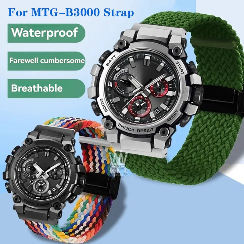 

New Modified Woven Nylon Watchband For Casio MTG-B3000 MTG-B3000BD-1A2/D/B-1A Canvas Watch Strap Sport Breathable Wristband