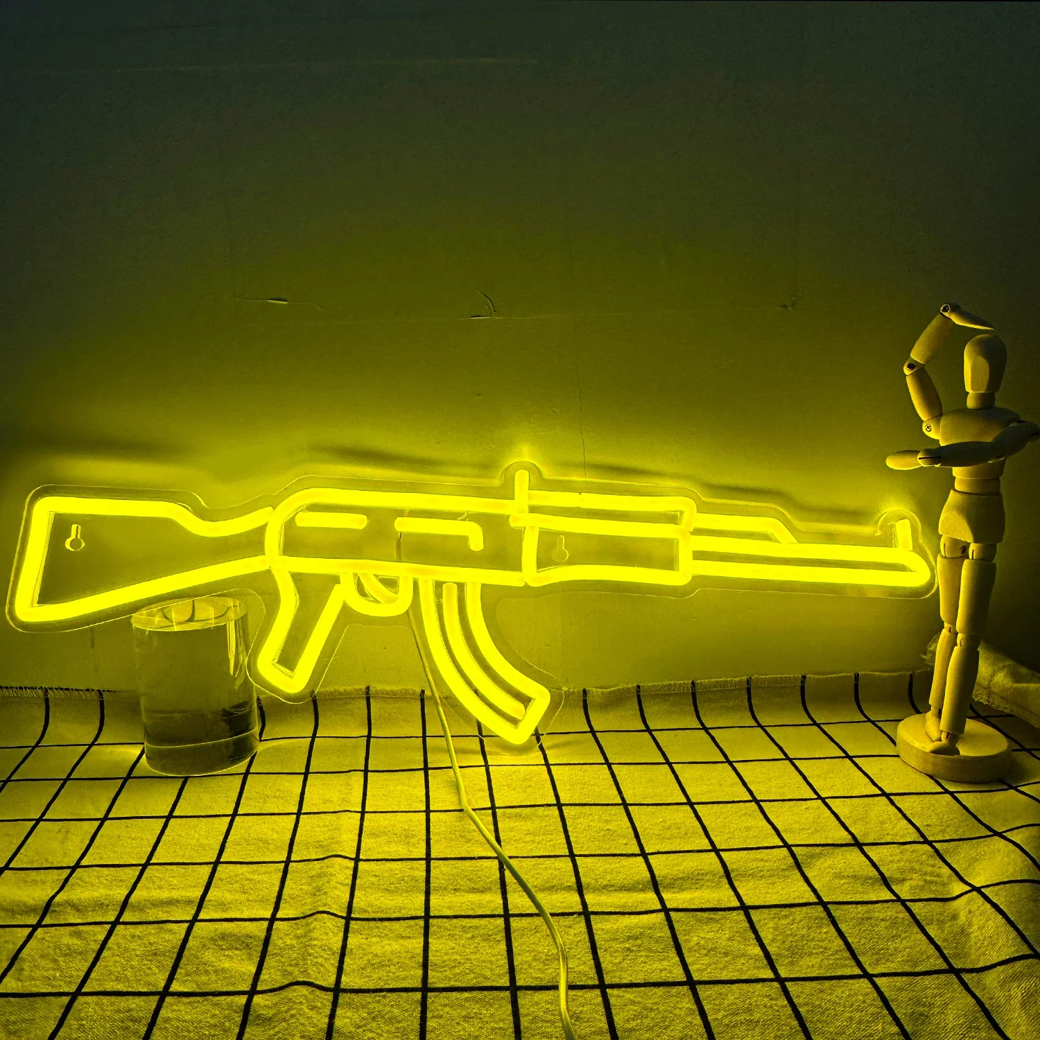 AK 47 Neon Sign Light Gun Led Light Up Sign Playground Club Cool Hanging Night Lamp Game Room Shop Man Cave Wall Art Decor