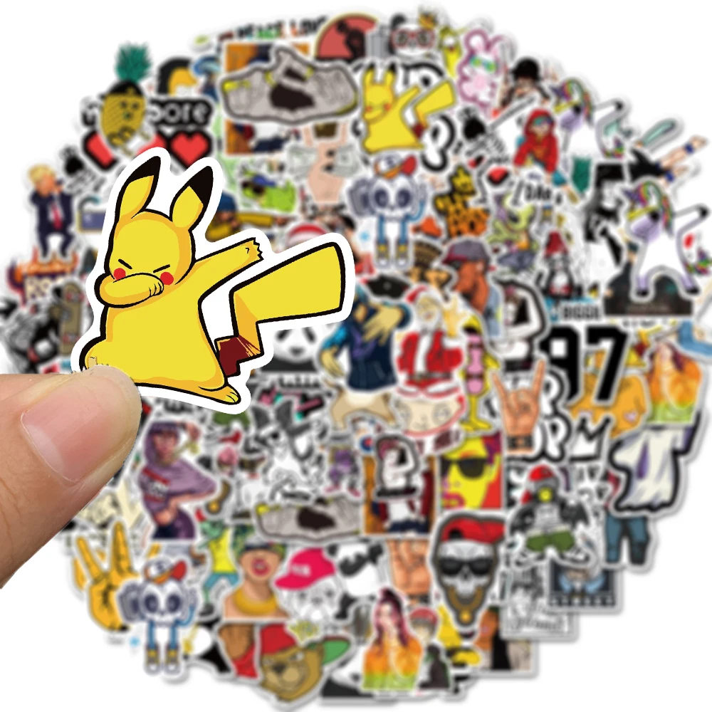 50/100Pcs Pop Hip Hop Style Cartoon Stickers Funny Decals for Guitar Bike Car Helmet Skateboard Graffiti Sticker Kids Toys