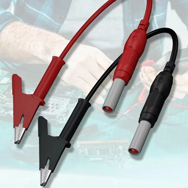 2Pcs 4MM Retractable Safety Banana Plug To Banana Plug 1M Nickel Plated Copper Banana Plug J.70019 Test Lead Red Black