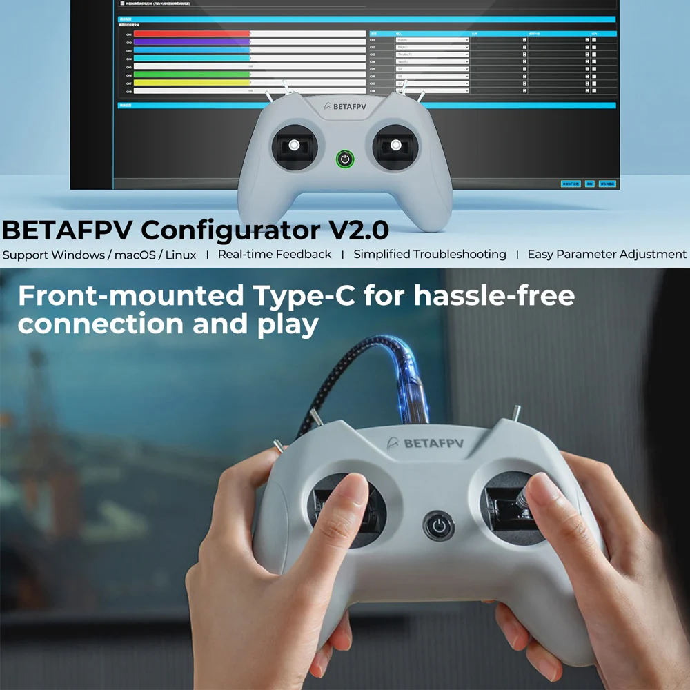 New BETAFPV LiteRadio 2 SIM Controller 8Channel Simulator Controller for DJI /PhoenicRC6 /AeroFlyRC8/ STEAM etc.