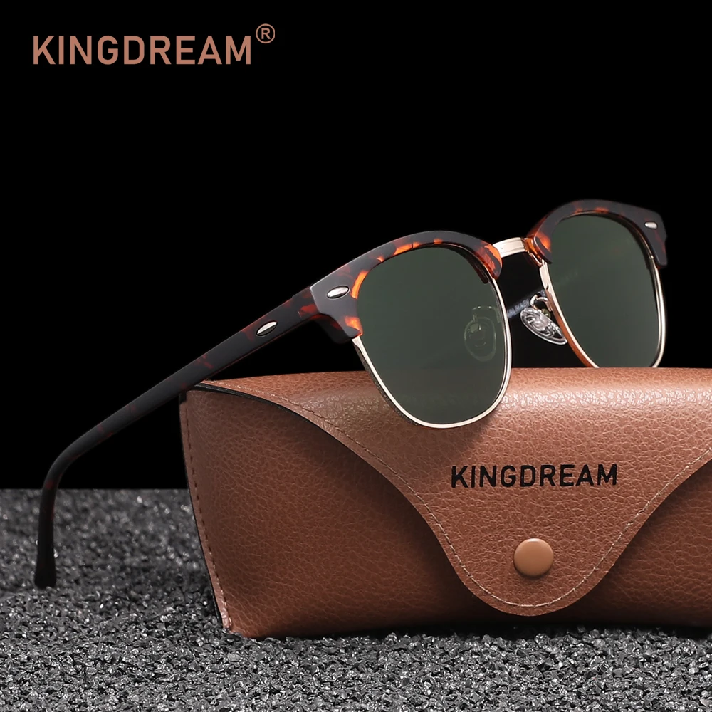 KINGDREAM Polarisierte Sonnenbrille für Herren und Damen, Halbrandlose Klassische Sonnenbrille für Herren, UV400-Schutz