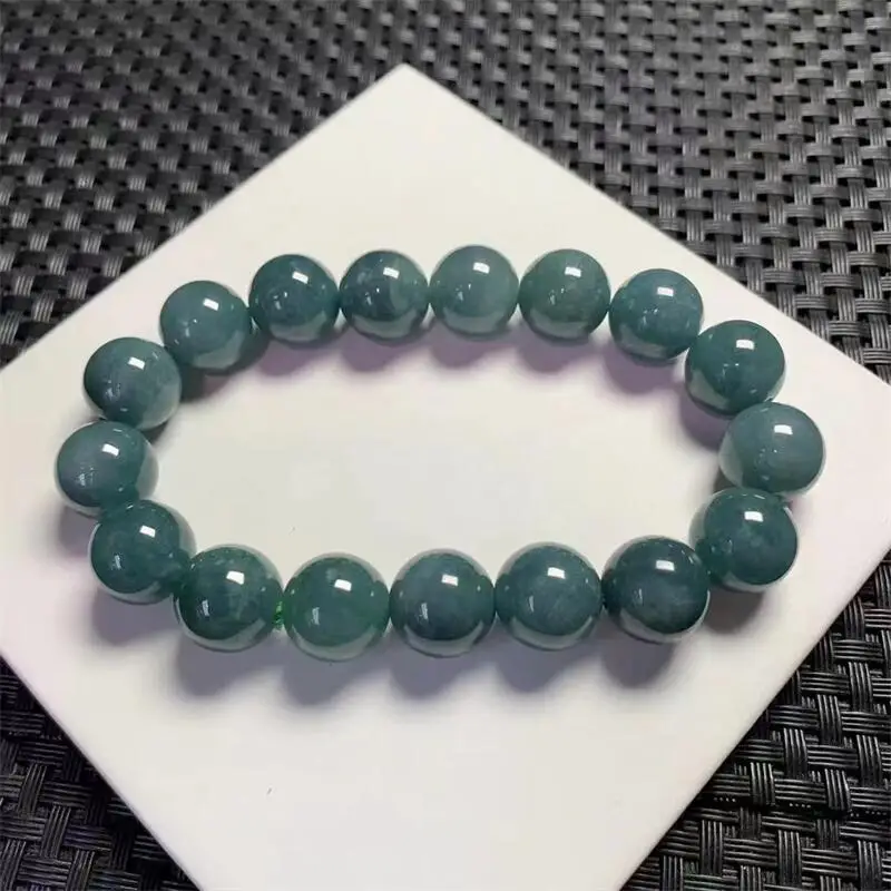 12MM Natural Jadeite Bracelet Charms Handmade Fortune Energy Bangle Mineral Woman Amulet Jewelry Gift 1PCS