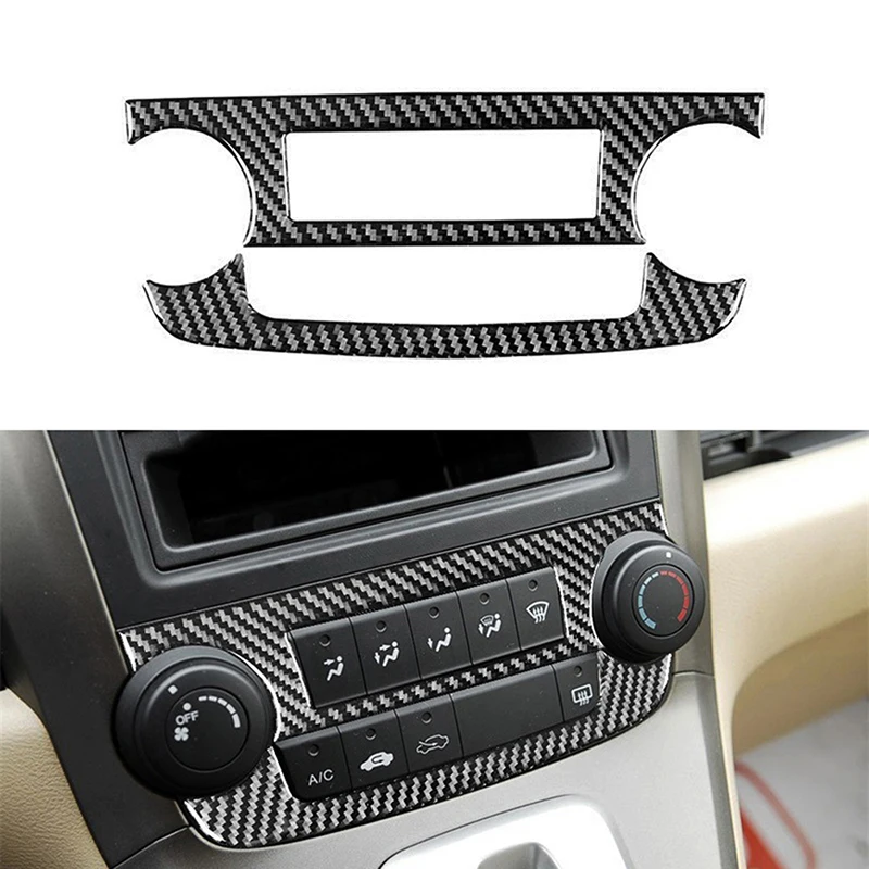 

2pcs/Set Car Center Console CD Panel Cover Trim Carbon Fiber for Honda CRV CR-V 2007-2011 Interior Accessories