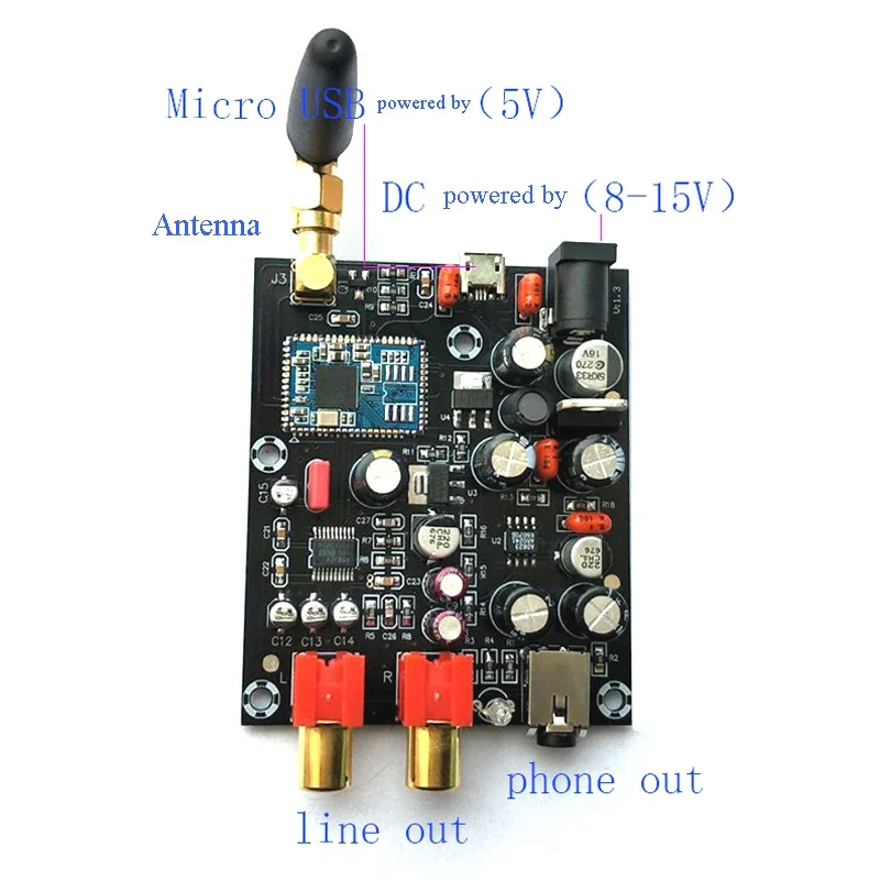 DLHiFi  APTX HD LDAC Bluetooth 5.0 Receiver Decoded Audio Board PCM5102A CSR8675 24BIT I2S DAC Decoding For HiFi Amplifier