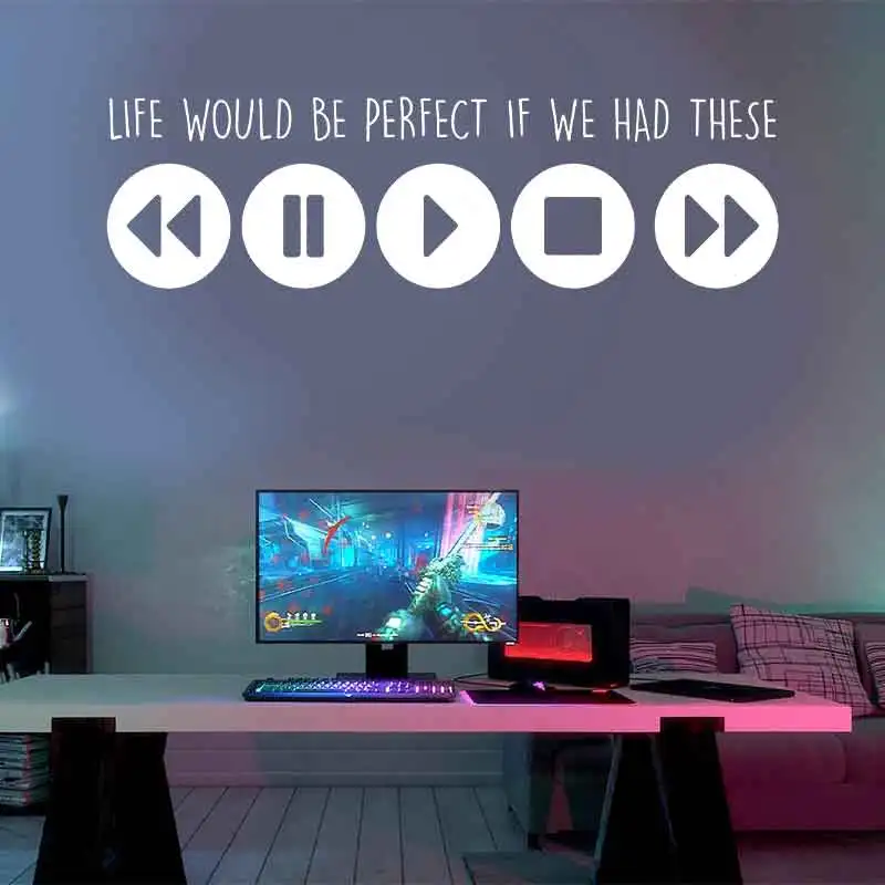 LIFE WOULD BE Perfect Music Buttons Wall Sticker Home Decoration Room Bedroom Vinyl Decals Custom Size Color Removable Q184