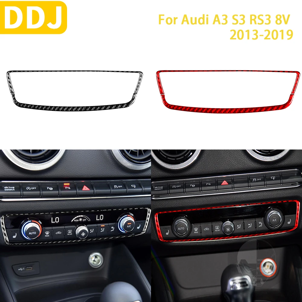 Real Carbon Fiber Car Air Conditioning Knob Trim Frame For Audi A3 S3 RS3 8V 2013 2014 2015 2016 2017 2018 Accessories Styling