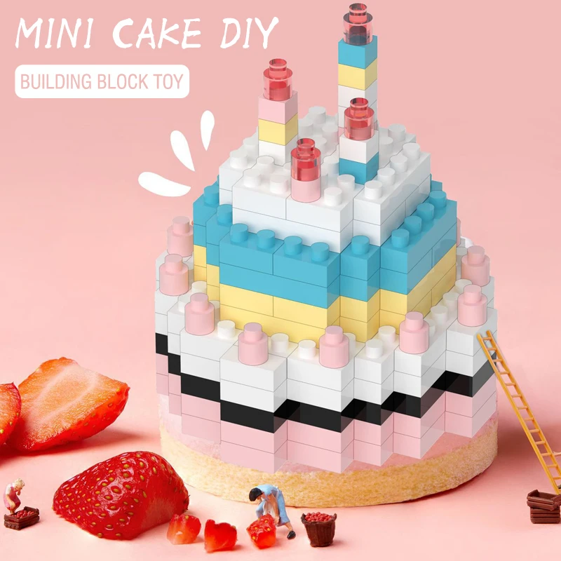Mini Creativity Dessert Building Blocks Bricks Cake Food Simulation Model Dessert Cute Table Decoration Model DIY Kids Toy Gift