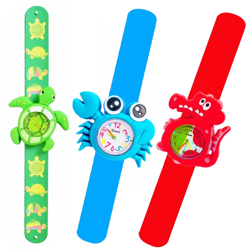 Cartoon Turtle Crocodile Crab Toys Children Sports Watches Silicone Band Kids Watches for Boys Girls Christmas Birthday Gifts