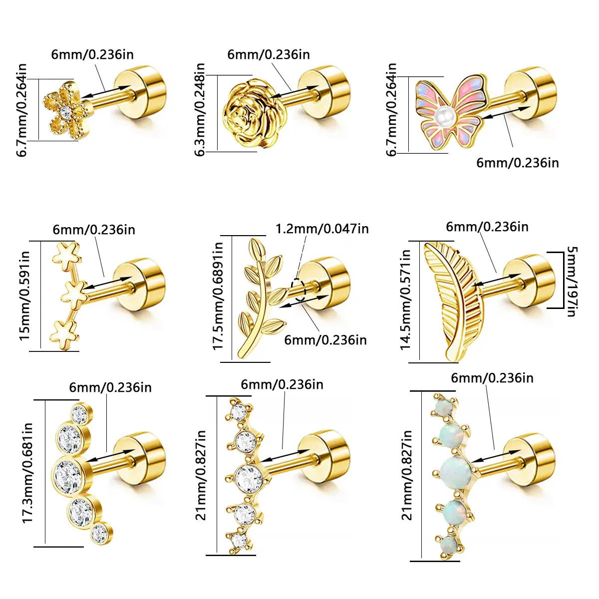 Opal Screw Back Women Plant Guangdong Classic Stud Earrings Earings For Womens