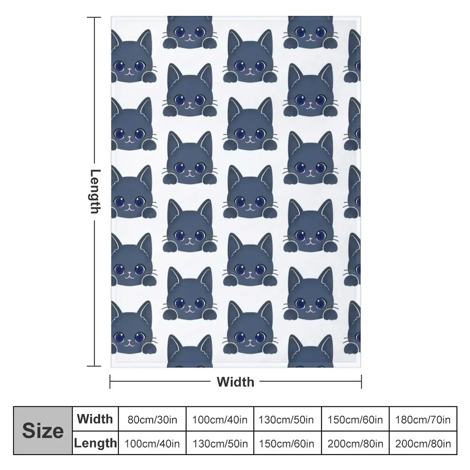 Russian Blue Cat Throw Blanket for winter Furrys Blankets