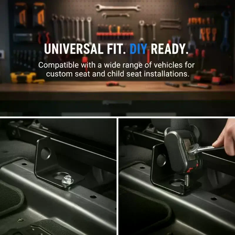4 Point Seat Belt Harness Mounting 90 Degree L Bracket Robust Steel Easy Secure Install for Racing Car Safety Enhancements
