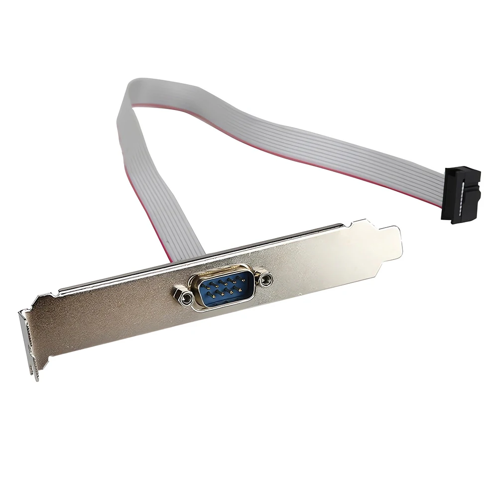 1pc For Motherboard 9 Pin Female to RS232 DB9 Pin Com Port Ribbon Serial Cable Connector Bracket with Cable 1/2 Port Serial