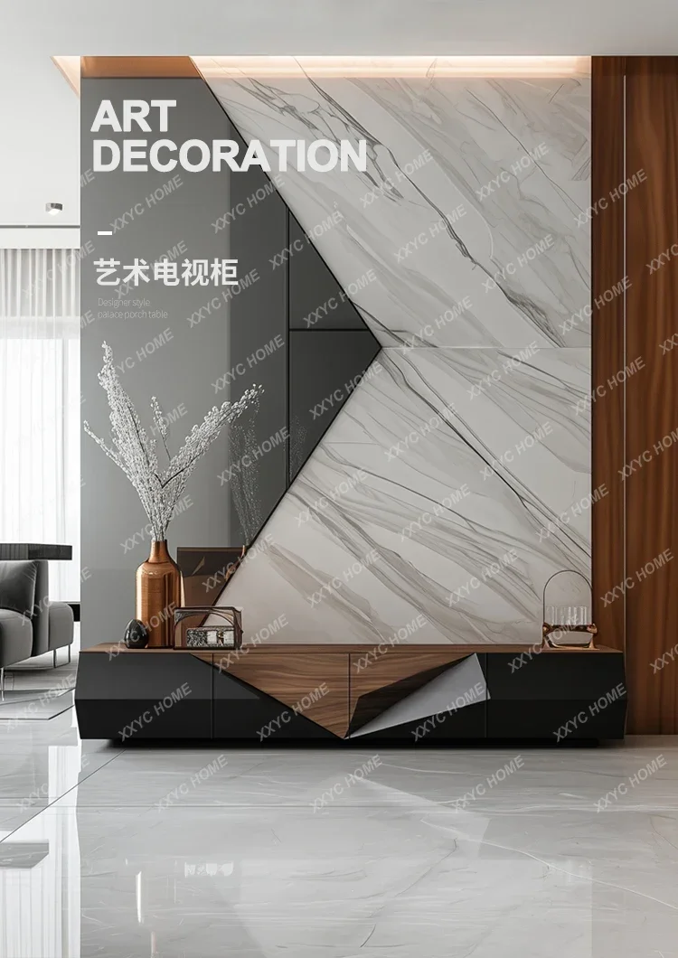 NN  minimalist walnut TV cabinet  high-end furniture household living room solid wood audio-visual cabinet