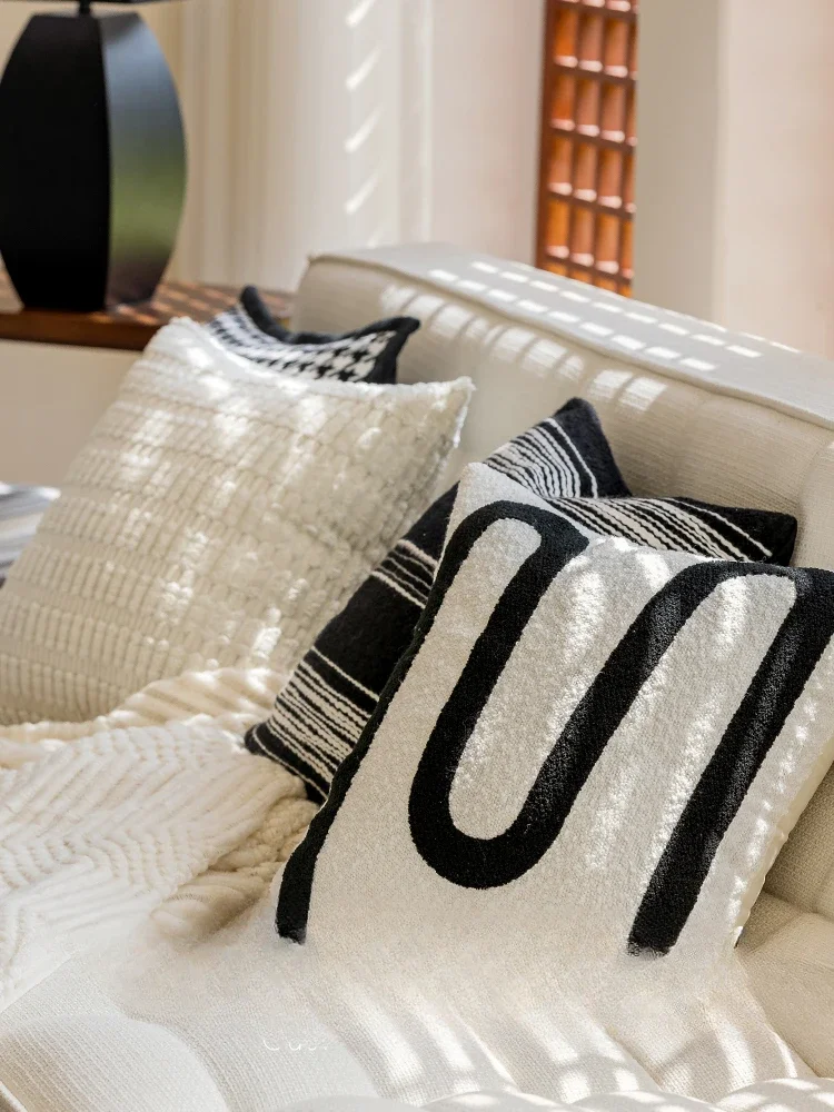 Modern minimalist pillows, light luxury, and high-end feel. Nordic cotton and linen fabric cushions, living room sofas, pillowca