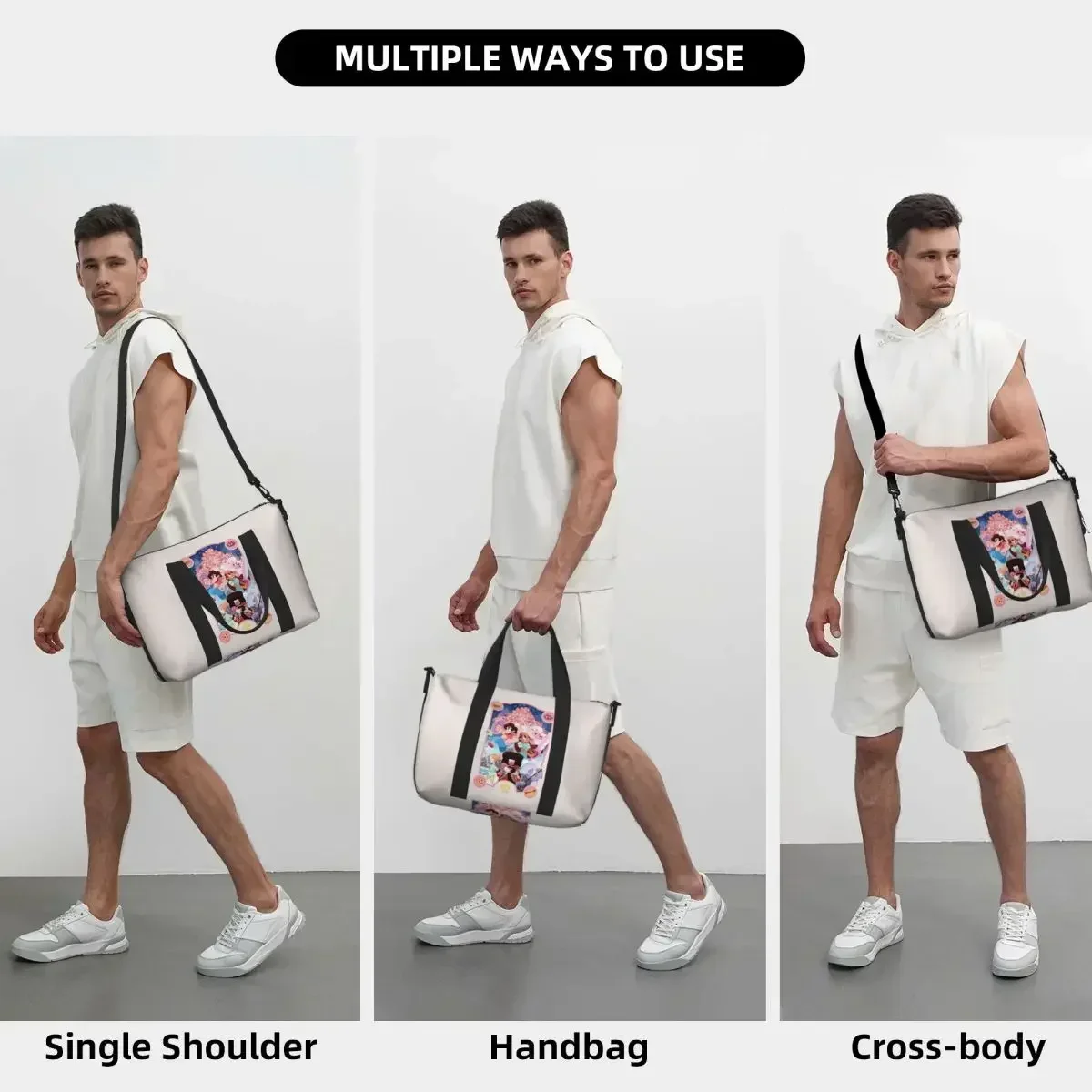 Steven Universe Beach Travel Bag Large Capacity Tote Bags for Gym Sport Women Shopping Duffle Shoulder Bag