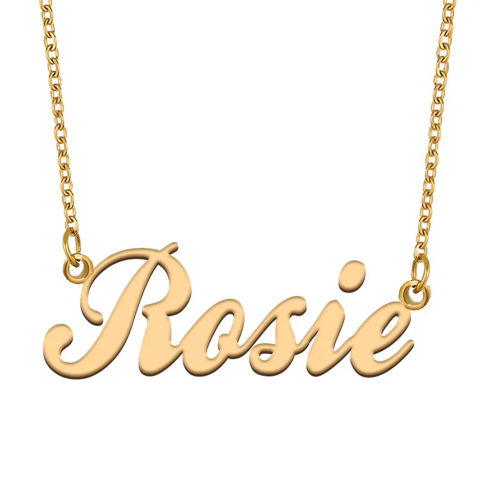 Rosie Name Necklace for Women Stainless Steel Jewelry Gold Plated Nameplate Pendant Femme Mothers Girlfriend Gift