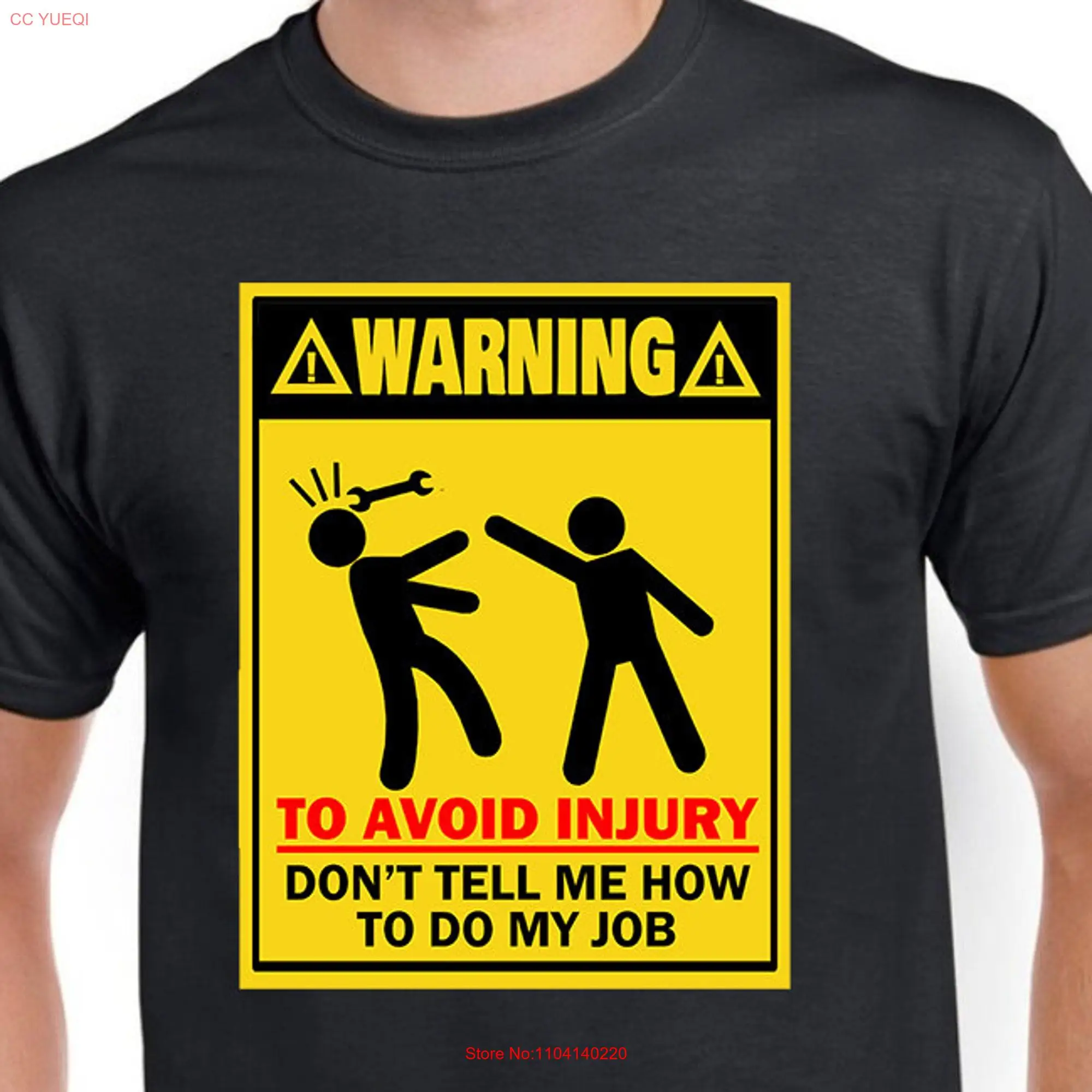 Warning Avoid Injury T shirt Funny signs design Workplace s long or short sleeves