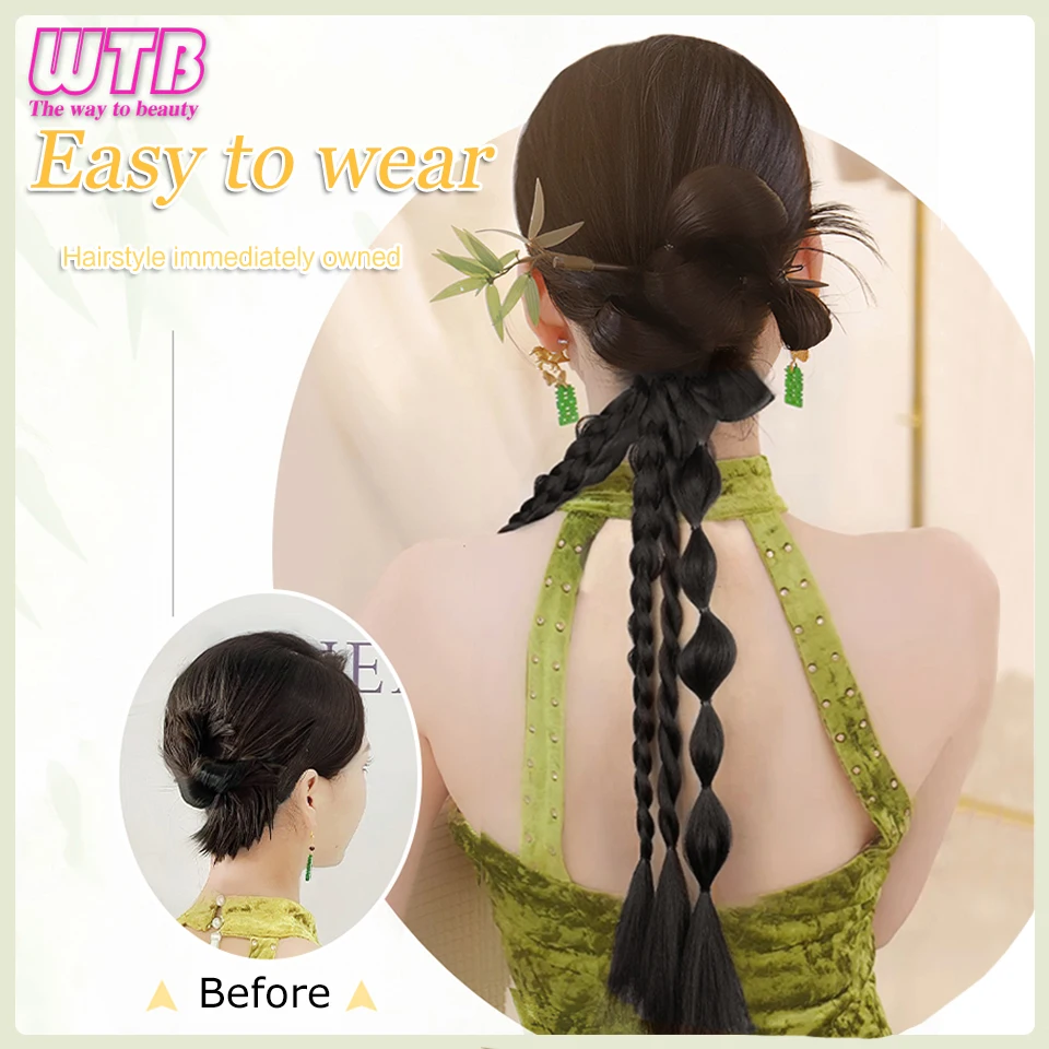 WTB Wig Ponytail Flower Braid Two Strands Twisted Twist Braid Wig New Chinese Style National Style Braided Bridal Hairstyle