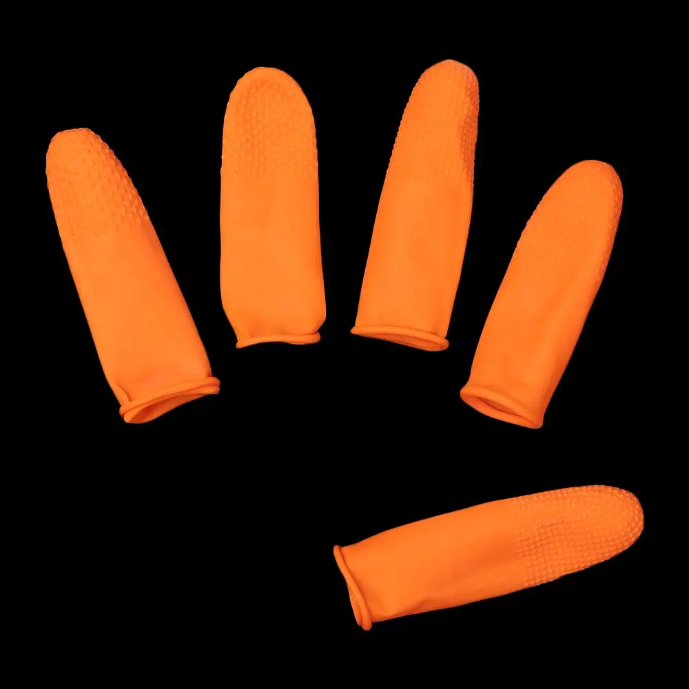 100PCS Non-slip Fingertip Protective Nail Art Tool Orange Finger Cots Finger Cover Rubber Gloves Protector Gloves