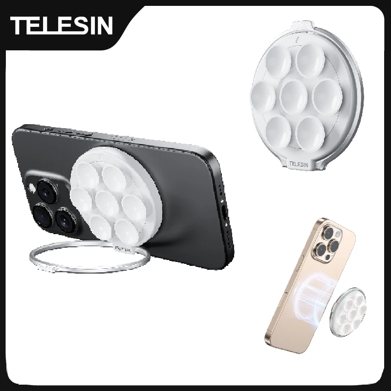 TELESIN Phone Magnetic Suction Cup Phone Grip Stand Hands-Free Mirror Shower Multifunction Phone Holder For iPhone Android