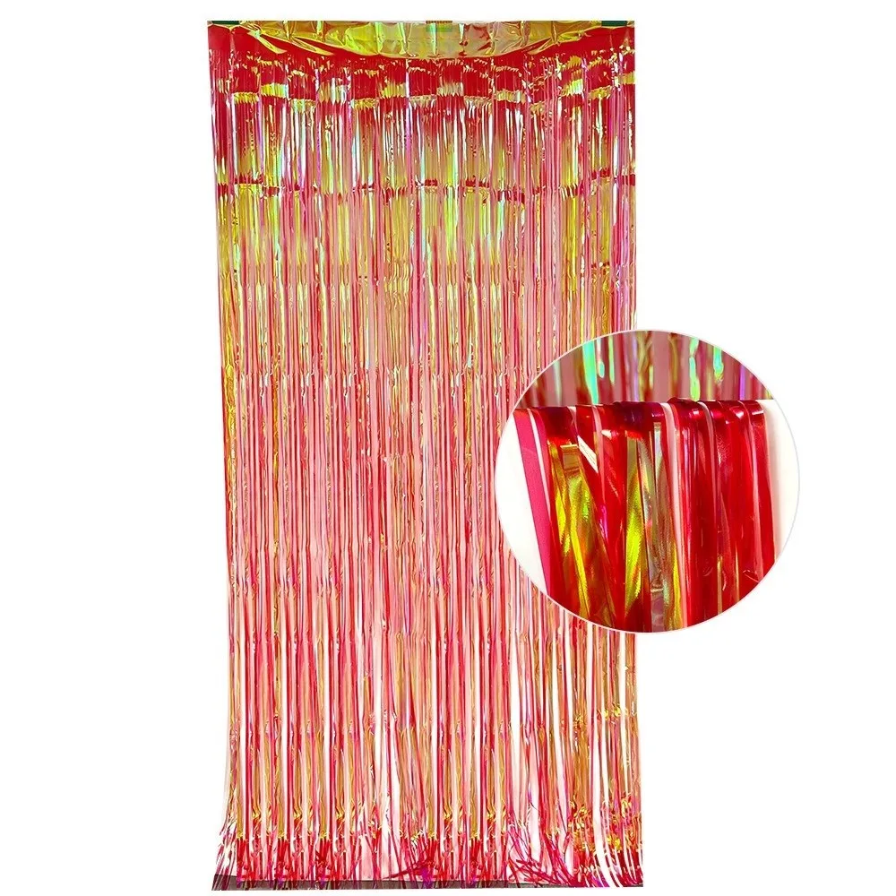 Gold Foil Foil Fringe Curtain Fringe Design Pink Color Tinsel Fringe Backdrop Wind-Driven Ceiling Colorful Laser