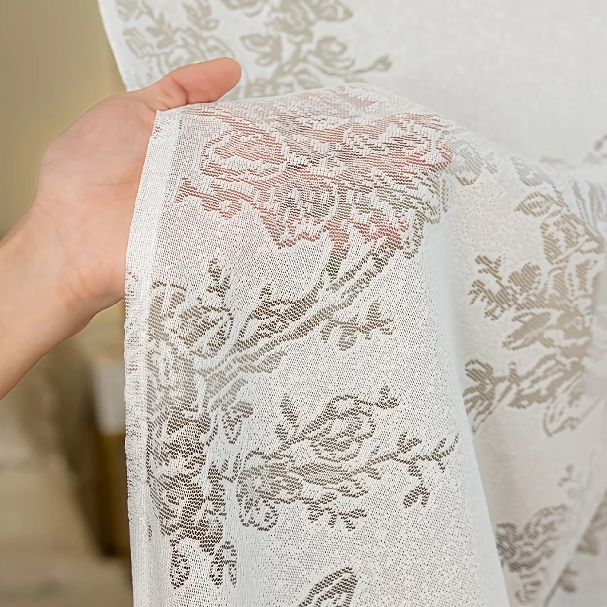1PC Butterfly Floral Outdoor Sheer Curtain, Lace Transparent Butterfly Flower Pattern Decor for Gazebo Patio Porch
