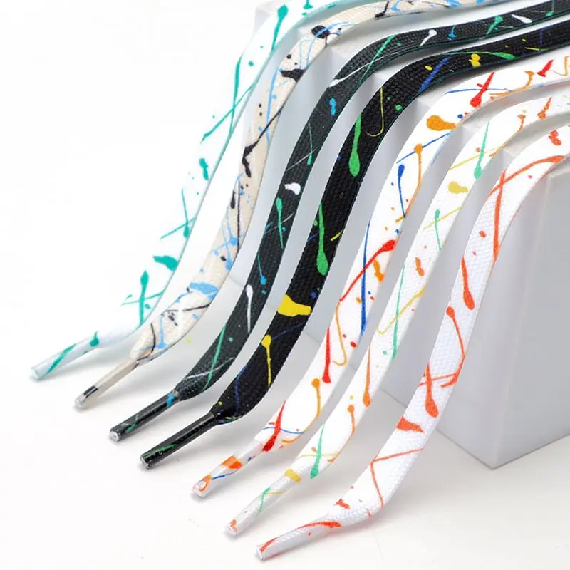 New Flat Splash Ink Shoelaces for Sneakers Canvas Casual Shoes Shoelace Colorful Shoe Laces for AF1 Women Men 120CM 140CM 160CM