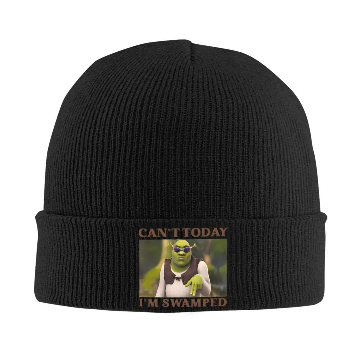 Funny Shreks Can't Today Im Swamped Knitted Caps Women's Men's Beanies Autumn Winter Hats Acrylic Casual Cap