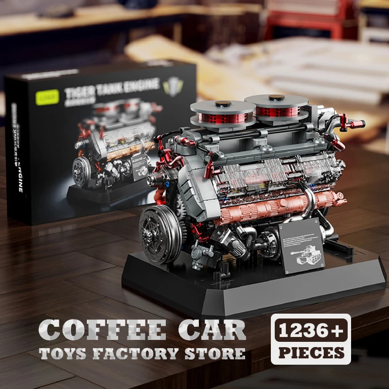 

1236Pcs Tank Engine MOC Bricks Assembly Model WW2 Armored Cars Parts Creative Building Blocks Toys Desktop Decor Gifts for Adult