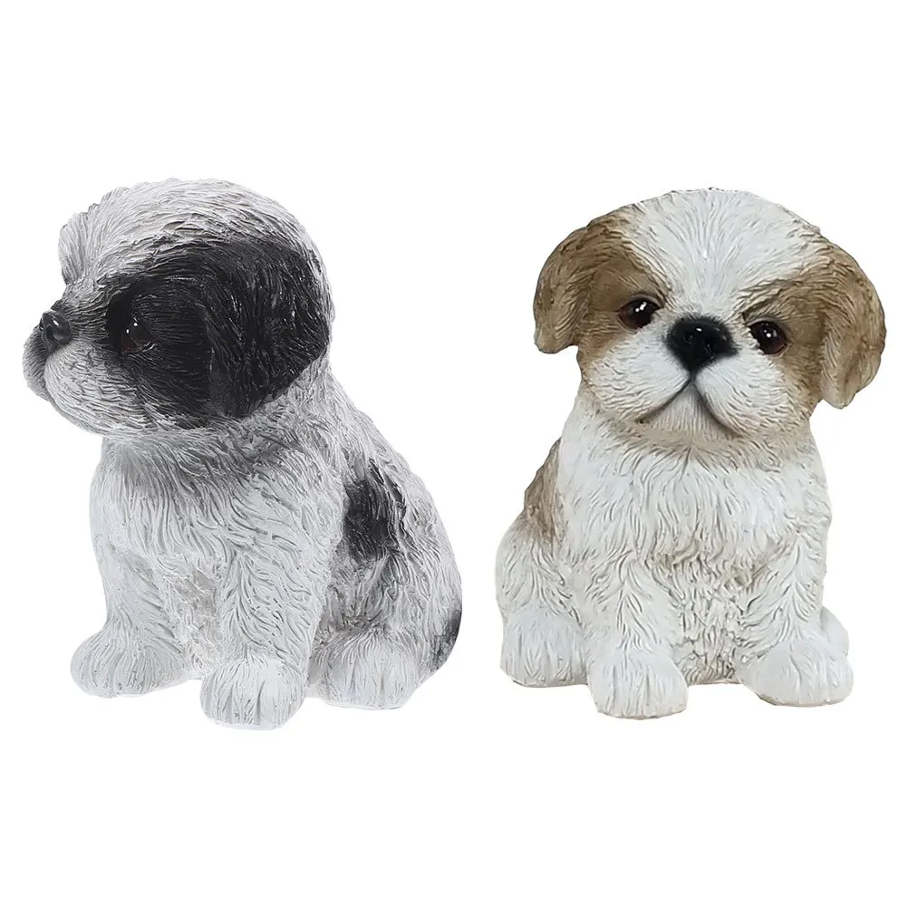 

2 Pcs Resin Dog Figurine Cartoon Puppy Figurines Sculpture Figures Playset Small Statue