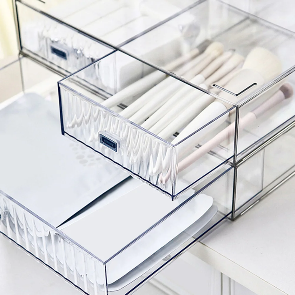

3Pcs Transparent Desk Organizer Plastic Storage Box Drawer Type Desktop Organizer for Office Cosmetics Stationery