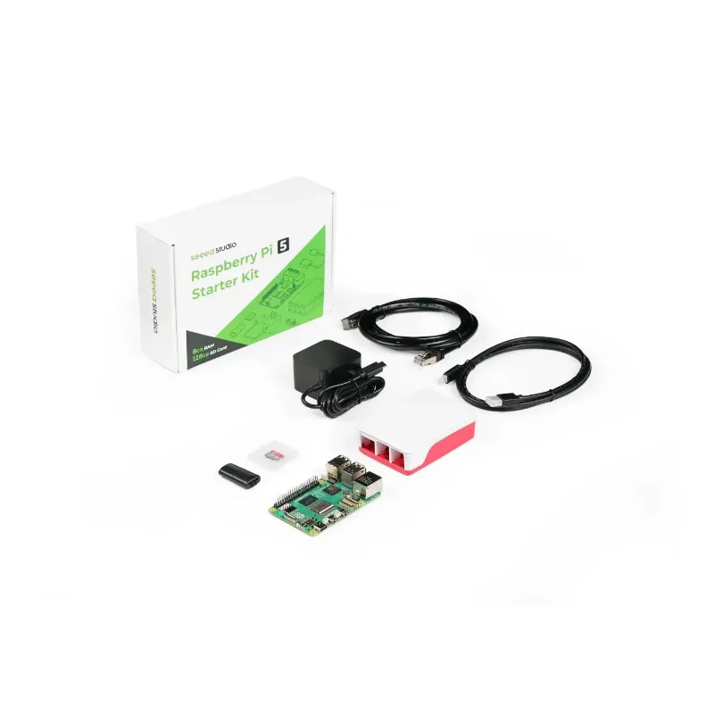 VoFSRaspberry Pi 5 4GB 8GB 16GB Starter Pack With Fan Case 128GB SD Card Power Supply Micro HDMI LAN Cable