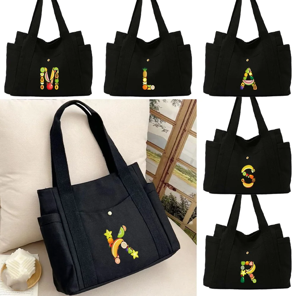 

Холщовая сумка на одно плечо, экологически чистая сумка для покупок, простая повседневная сумка для хранения, портативные пригородные сумки, серия фруктов