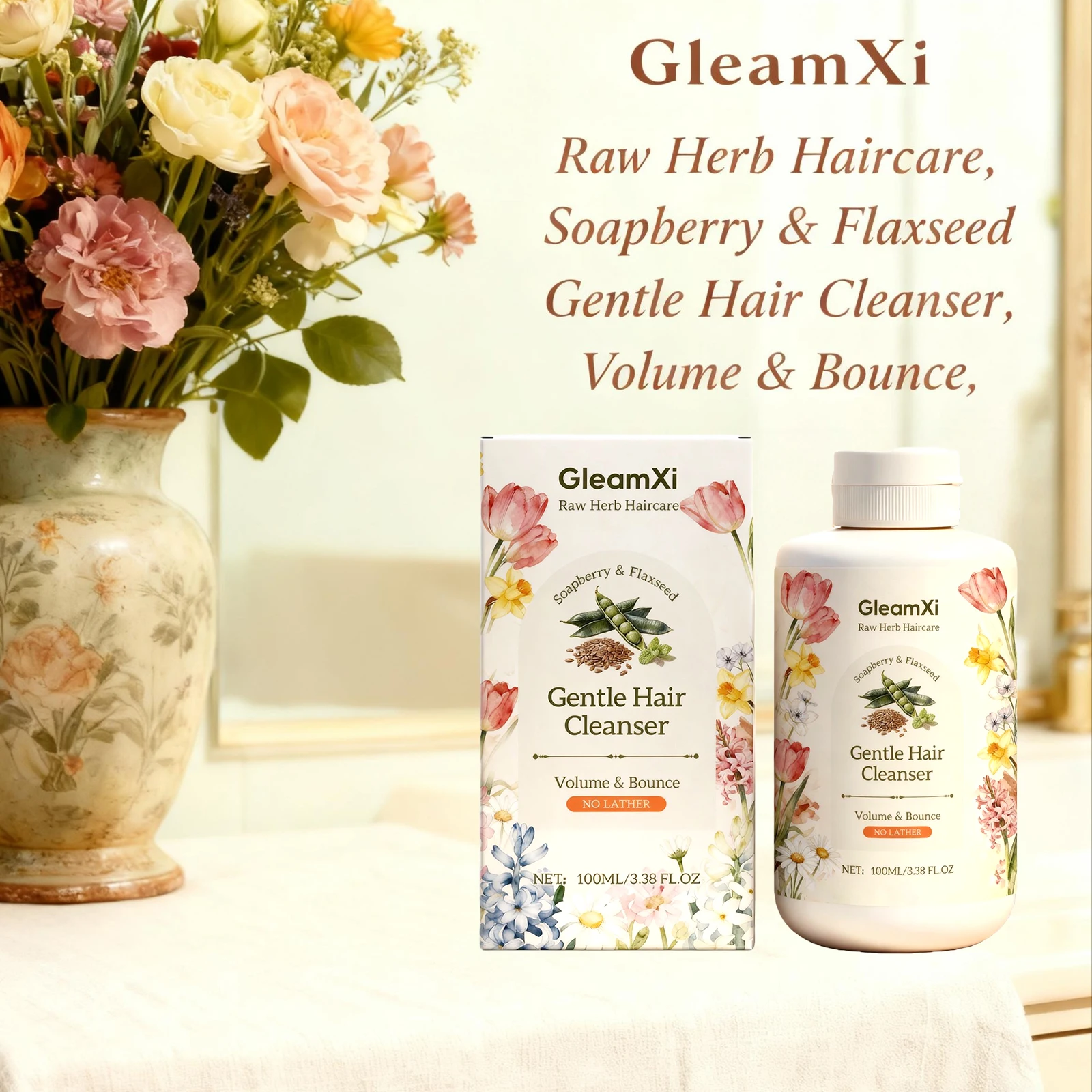 

Soapberry Herb Shampoo Increase Hair Volume Gentle Cleaning Hair Soften Hair Improve Hair Frizz and Split Ends Nourish Hair Care