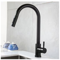 Black Kitchen Faucet Flexible Pull Out 2 Modes Nozzle Hot Cold Water Mixer Tap Deck Mounted Sprayer and Stream SUS 304 Faucets