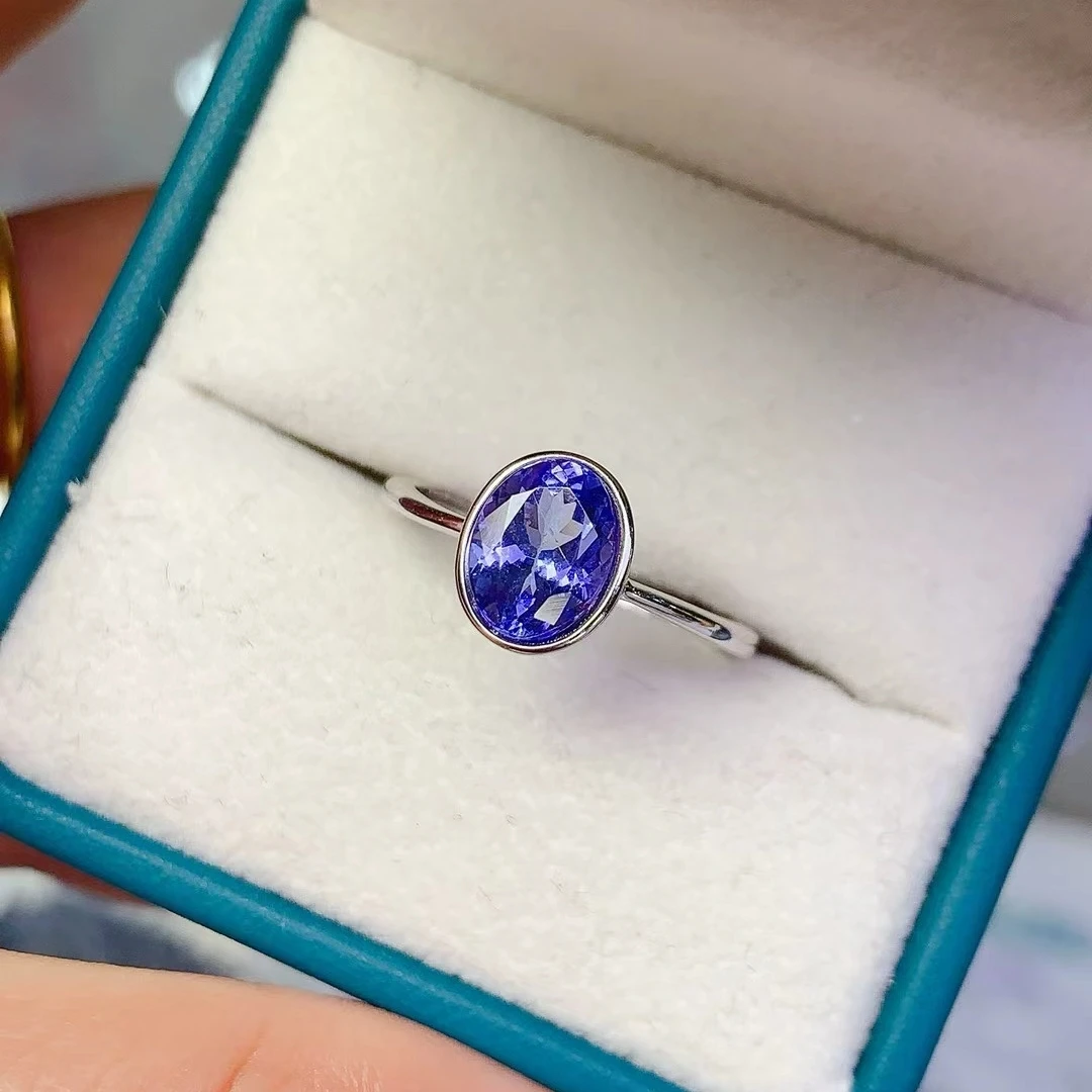KJJEAXCMY High quality Natural Tanzanite Ring S925 Silver Inlaid Simple Women's Jewelry Support testing Birthday present