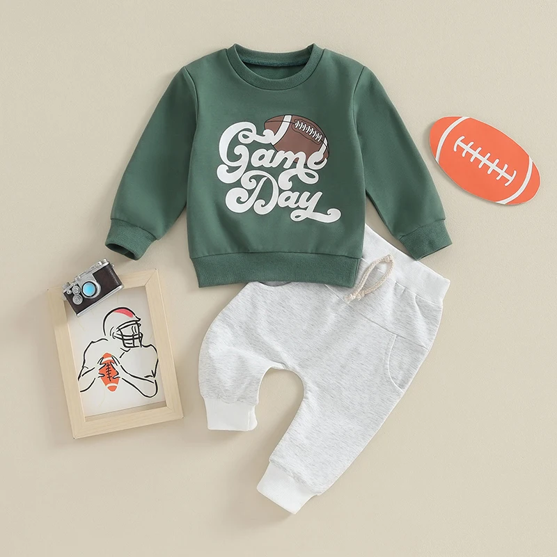 

Toddler Baby Boy Girl Fall Winter Clothes Letter Printed Long Sleeve Sweatshirt Tops Jogger Pants Sets 2Pcs Outfits