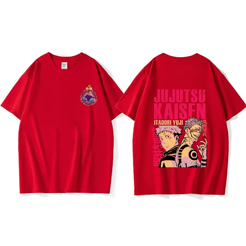 Anime Jujutsu Kaisen Itadori and Sukuna Print T Shirt Couple student street sports casual T-shirt