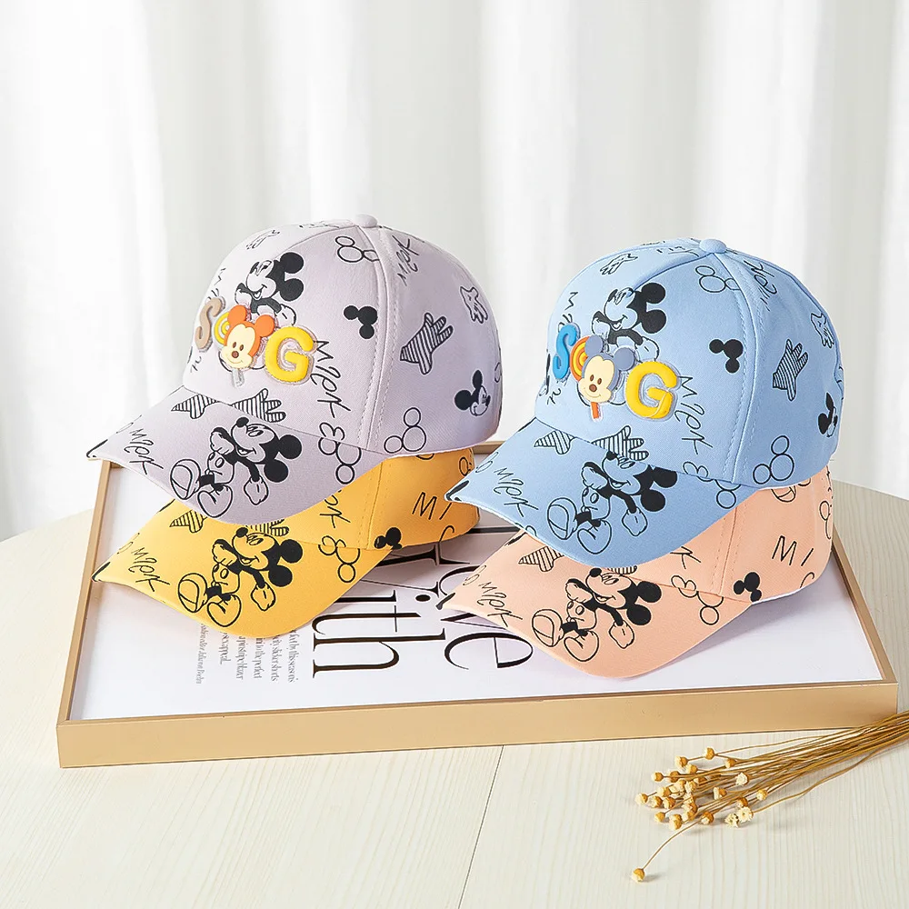 Disney Mickey Mouse Hat Cartoon Cute Mickey Mouse Children\'s Sun Hat Cotton Peaked Cap Baseball Cap Boy Girl Outdoor Hats