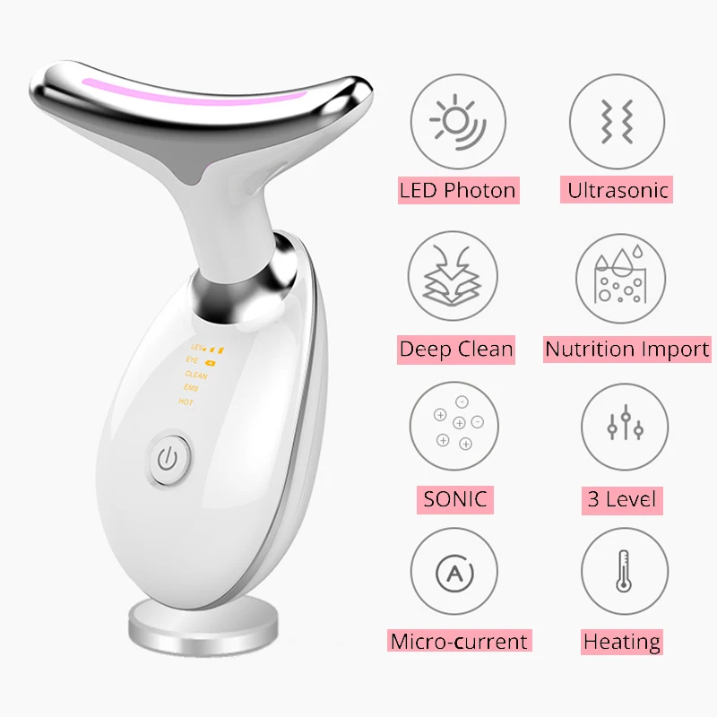 LED Photon Heating Therapy Anti-Wrinkle Neck Massager Remove Double Chin Device Skin Lifting Tighten Massager