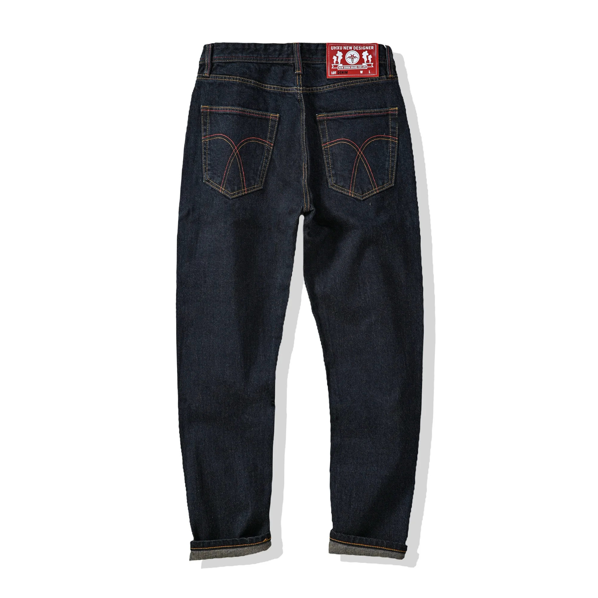 Heavyweight AmeKaji 15OZ Selvedge Raw Denim Jeans American Retro Casual Washed Slim Fit Stretch Taper Straight Pants for Men