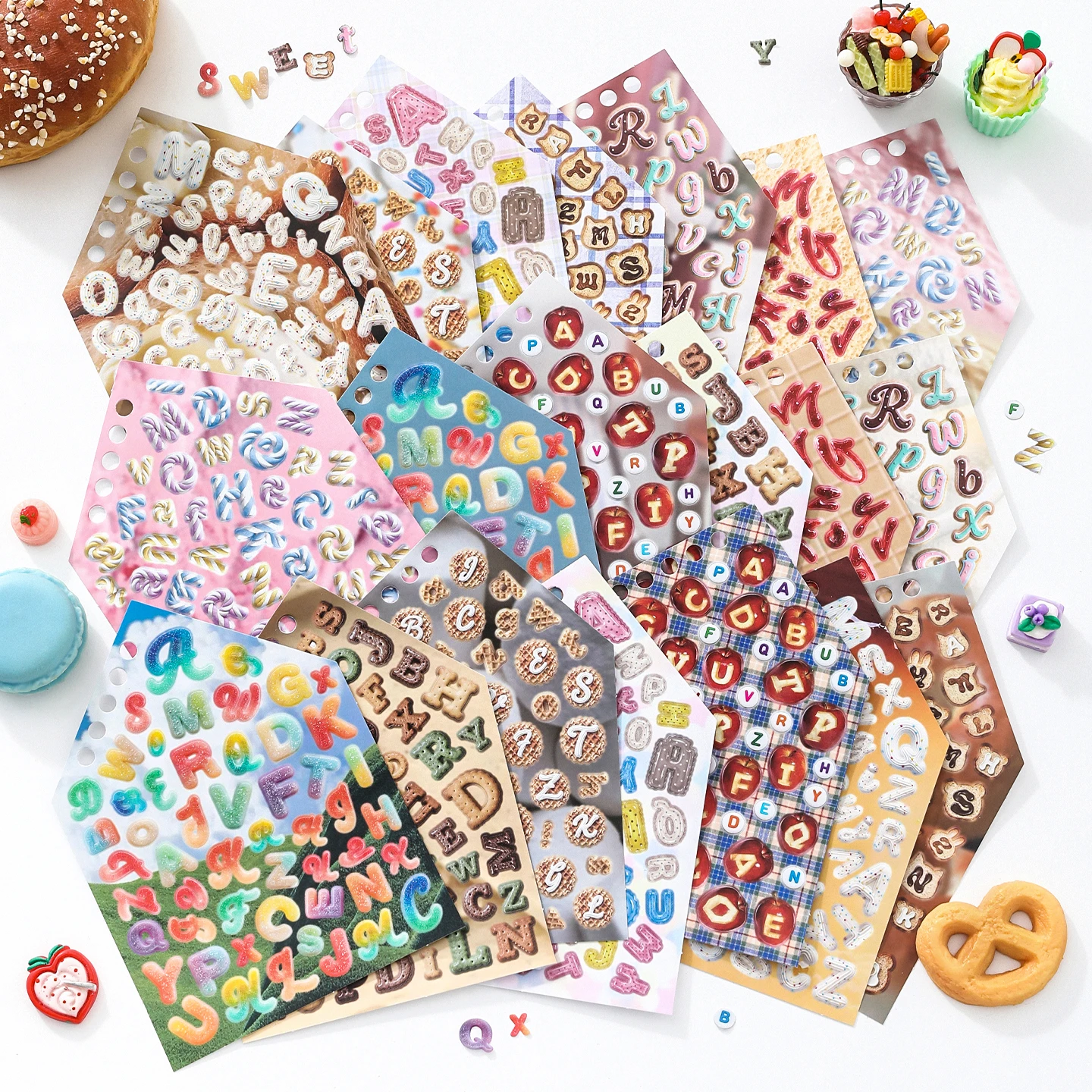 20 Sheets - Retro English Letter Element Theme Die-Cutting Sticker Book Versatile Collage