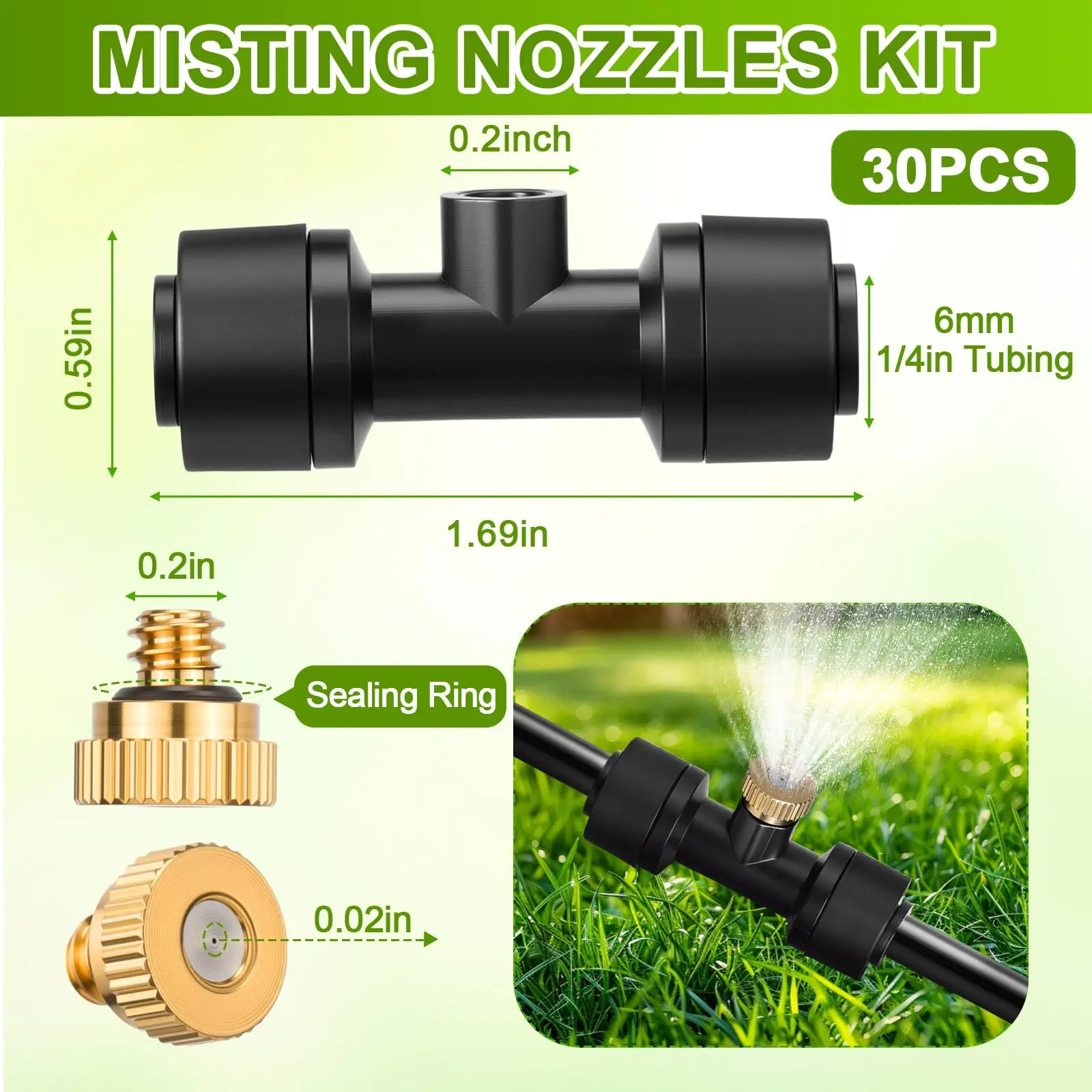 10Pcs lot Misting Fog Nozzles with Quick Access Tee Connector Garden Landscaping Irrigation Sprayers for Patio Greenhouse Plant