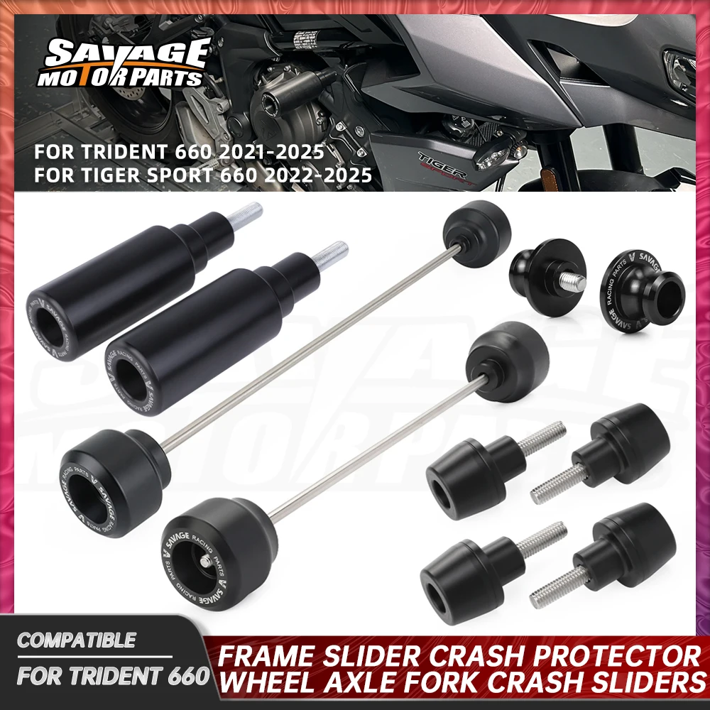 

2025 For Tiger Sport 660 Frame Slider Crash Protector Trident Daytona 660 Wheel Axle Fork Crash Sliders Swingarm Spools Slider