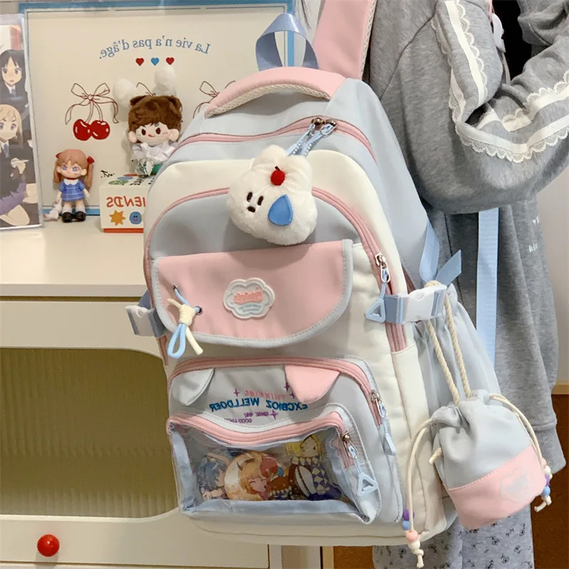 Contrast color desihngirls backpack Good lookingandlargecapacityschool backpack for girls Pain bag tote bagforwomenAgiftforagirl
