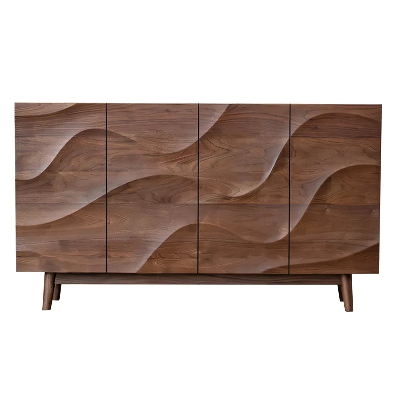 d wood dining side cabinet, walnut partition cabinet, French retro new Chinese style living room locker, entrance cabinet