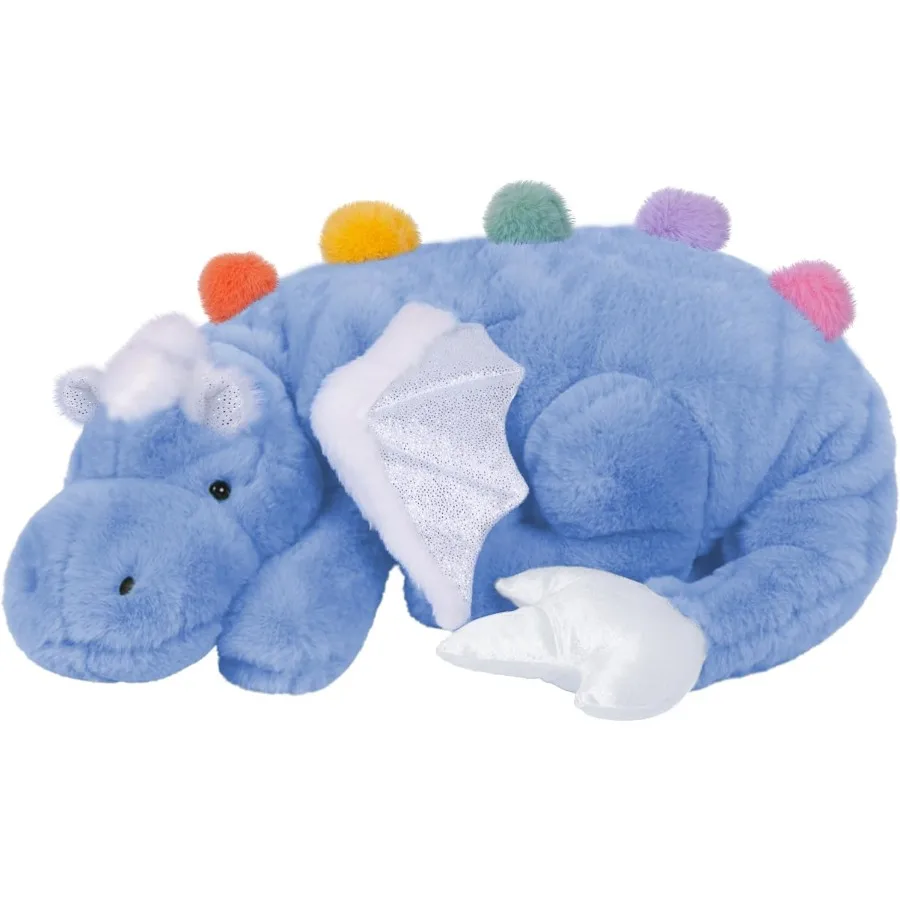 Large 36in Cute Dragon Stuffed Animal Plush Toy Soft Sky Blue Pterosaur Plushie Giant Fuzzy Dinosaur Pillow with White Wings Cu