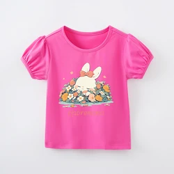 Cartoon Outdoor 2024 New Style Purple T-shirt Boy Girl Baby Short Sleeve Print Clothes Children Kid Summer Trendy Hipster Casual