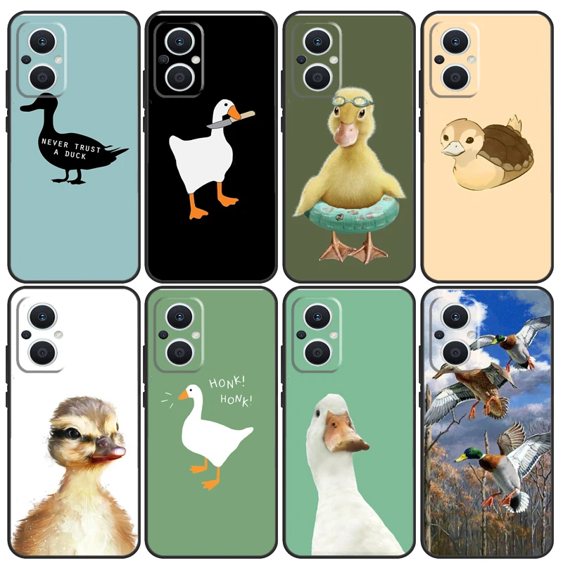 Cute Cartoon Duck Case For OPPO Reno 10 8 Pro 4 5 6 7 Lite 8T 4Z 5Z OPPO Find X6 Pro X2 X3 Neo X5 Lite Cover